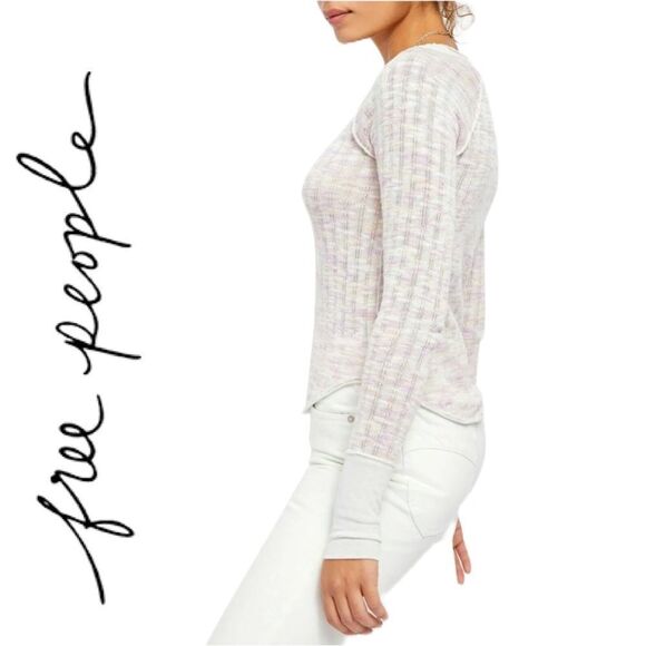Free People NWT Spaced Out Pink Combo Knit Sweater - Size S - Picture 3 of 6